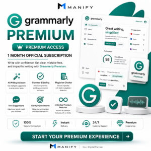 Buy Grammarly Premium Pakistan official 1 month subscription with AI writing assistant and plagiarism checker